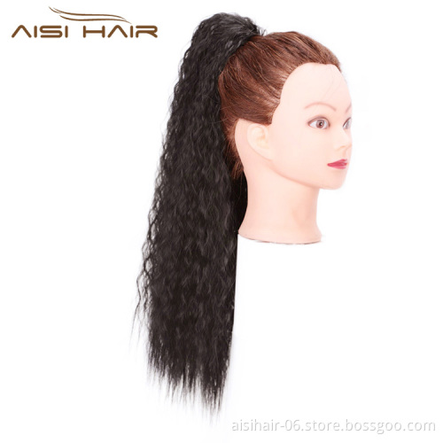 Aisi Hair Drawstring Ponytail Curly Hair Extensions Heat Resistant Synthetic Fiber Pony Tail Hairpieces with Combs